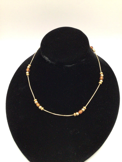14K Gold Necklace murano glass stations